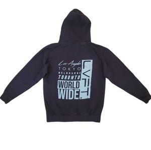 LVFT Women's Black World Wide Pullover Hoodie‎ Sweatshirt Medium